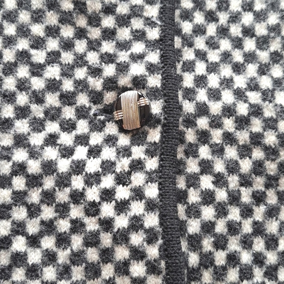 Land's End Wool Chic Checkered Traditional Button Up Cardigan Jacket - Picture 4 of 8